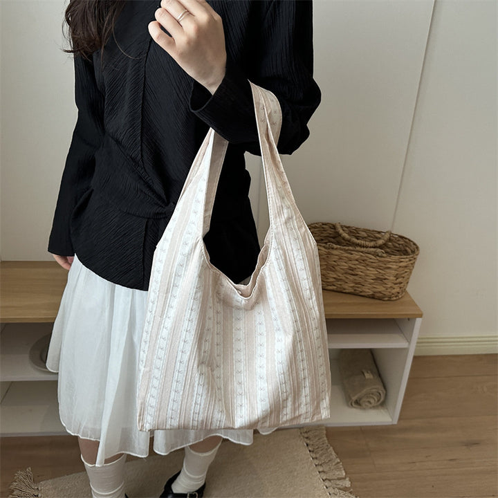 Striped Cotton Tote Bag