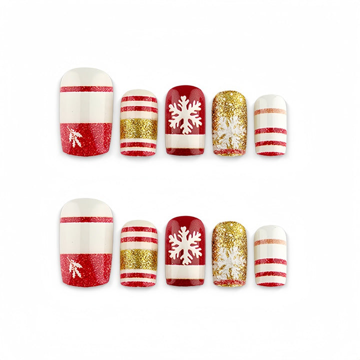 Christmas artificial nails with festive glitter design Kalsten