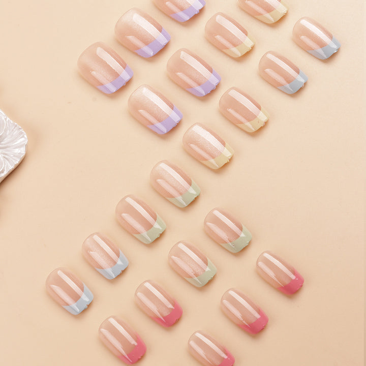 Artistic Colorful French Tip Press-On Nail Set Kalsten