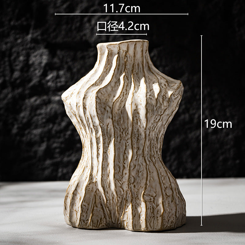Contoured Bust-Shape Decorative Ceramic Vase