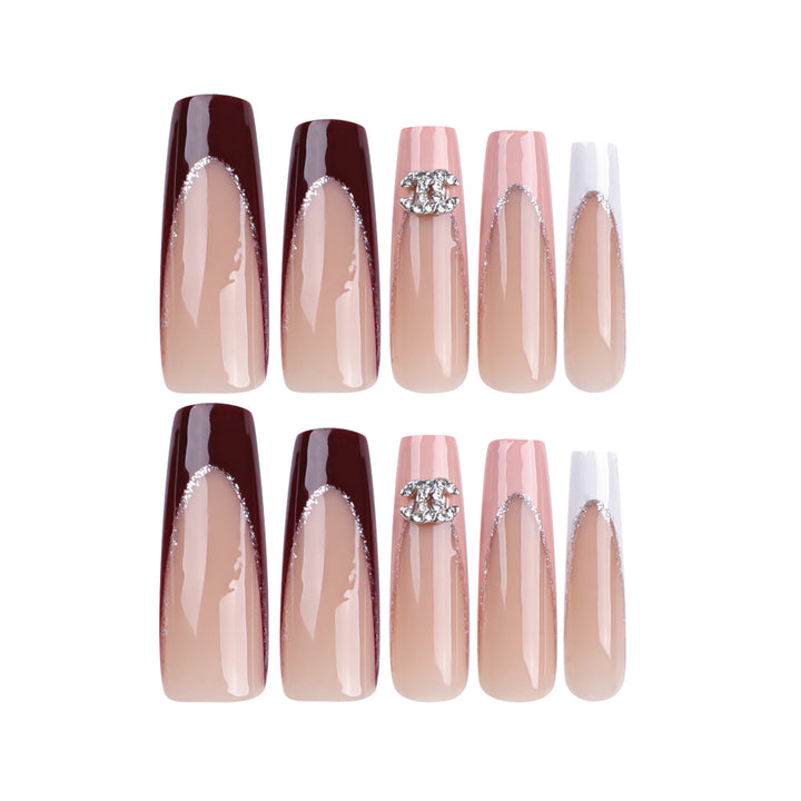 Artistic Nail Extensions with Glitter Decorations Kalsten