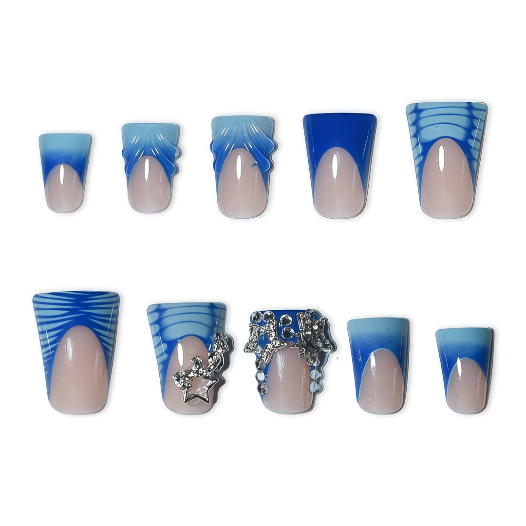 3D Decorative Ocean-Inspired Press-On Nail Art Kalsten