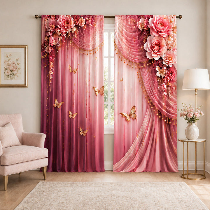 Butterfly-Patterned Decorative Curtains