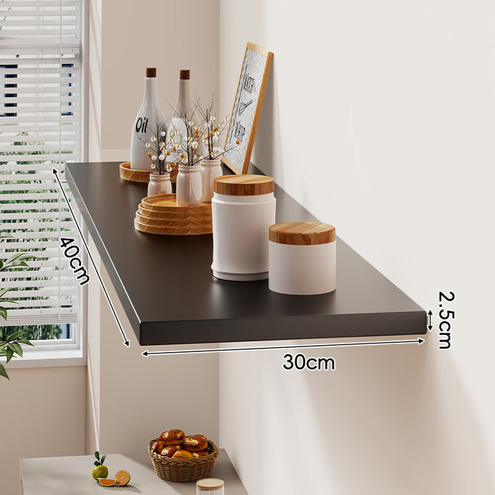 Floating Wall-Mounted Solid Wood Display Shelf with Concealed Brackets and Slim Profile