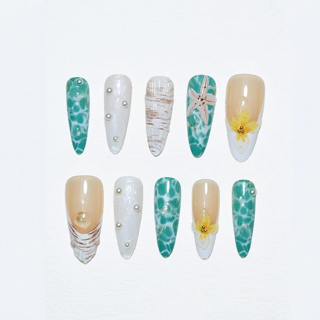 Ocean-Inspired 3D Decorative Press-On Nail Set Kalsten