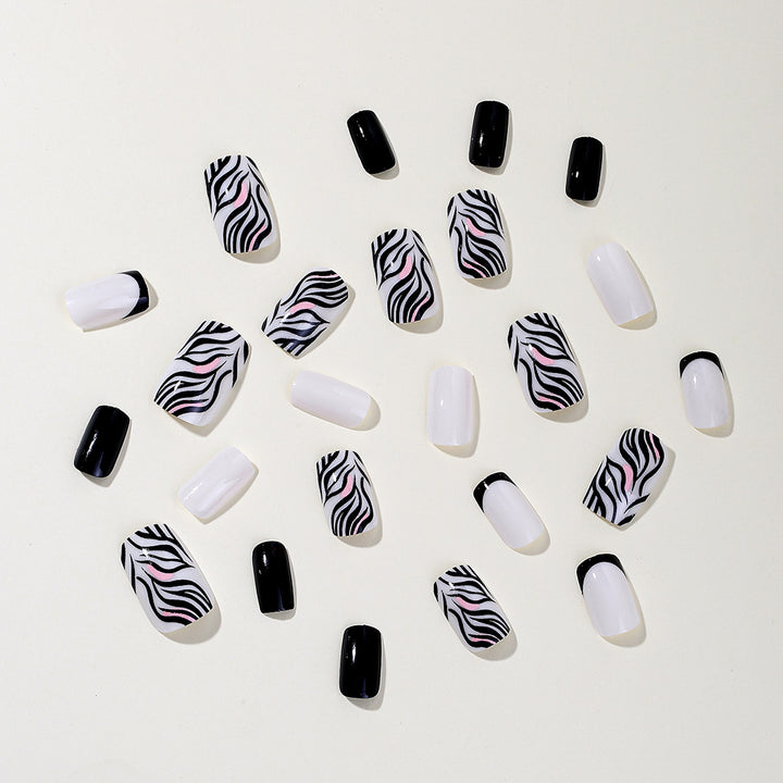 Stylish Zebra Print Acrylic Nail Art Kalsten