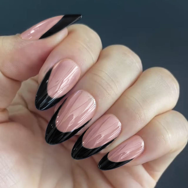 Elegant Stiletto Press-On Nails with Modern French Tip Design Kalsten