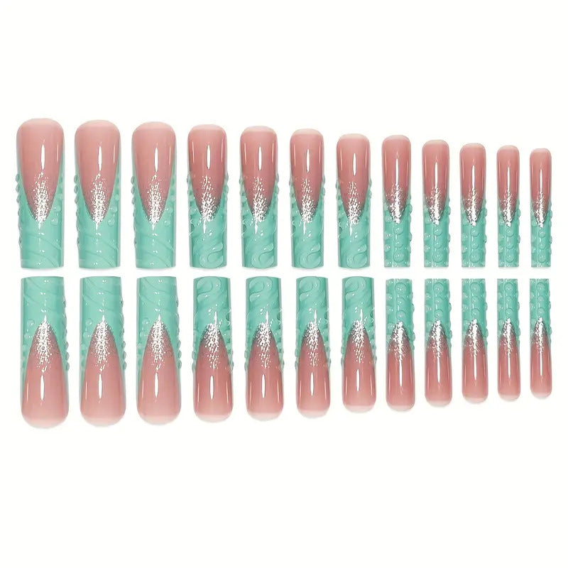 Artistic Wave-Pattern Press-On Nails Kalsten