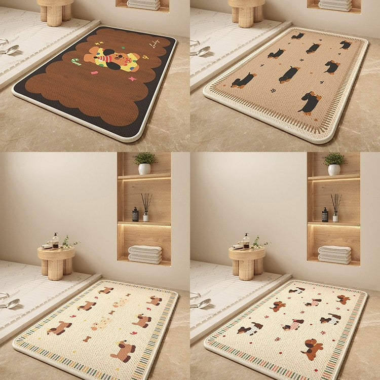 Cartoon Dog-Themed Bath Mat Kalsten
