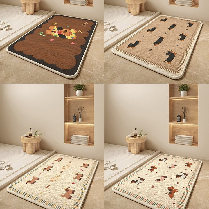 Cartoon Dog-Themed Bath Mat Kalsten