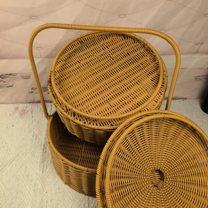 WoElegant Dual-Layer Woven Storage Basket Kalsten