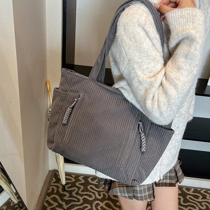 Corduroy Multi-Pocket Tote Bag Kalsten