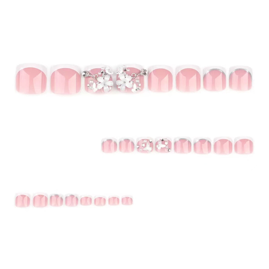 Nail set with elegant flower decorations and high-gloss finish Kalsten