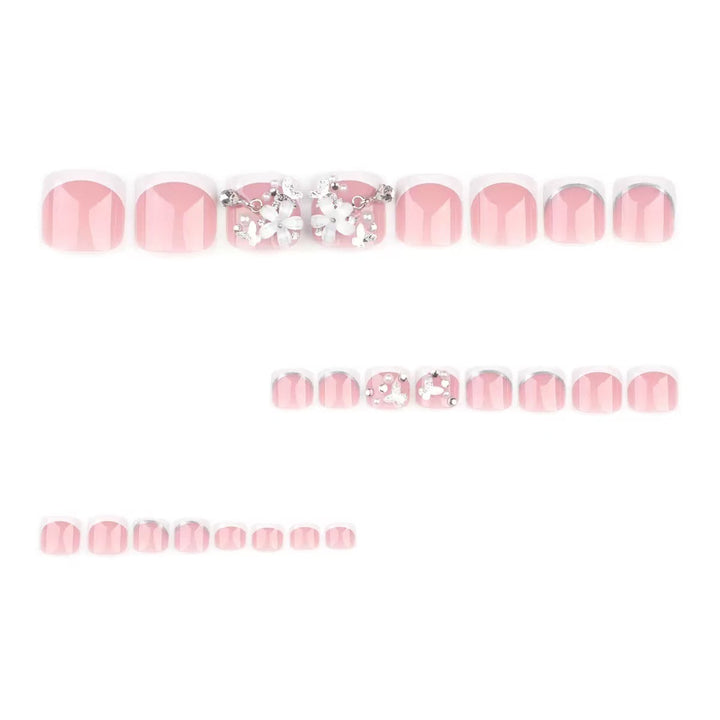 Nail set with elegant flower decorations and high-gloss finish Kalsten