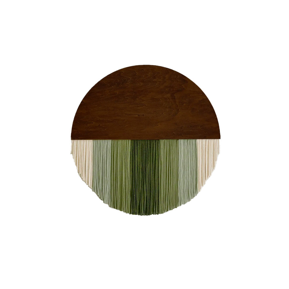 Wall hanging made of dyed yarn and wood