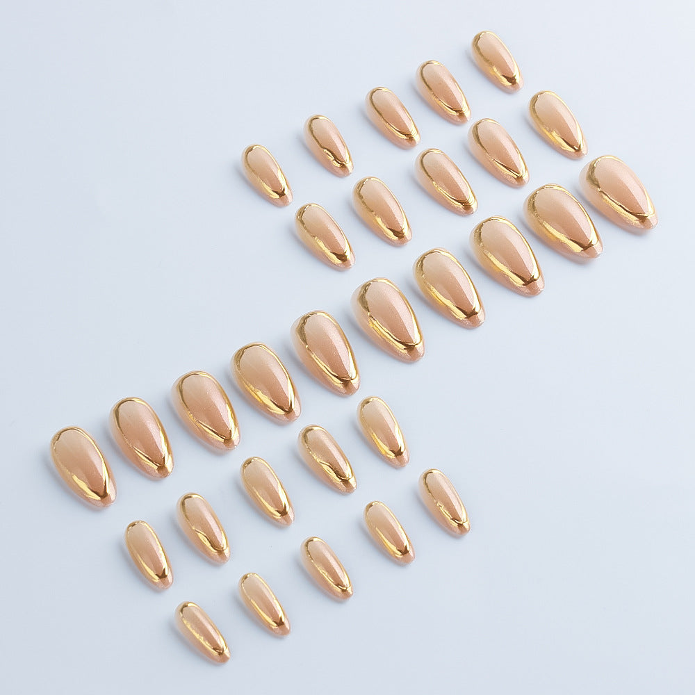 Chic Gold-Trimmed Gel Nail Set Kalsten