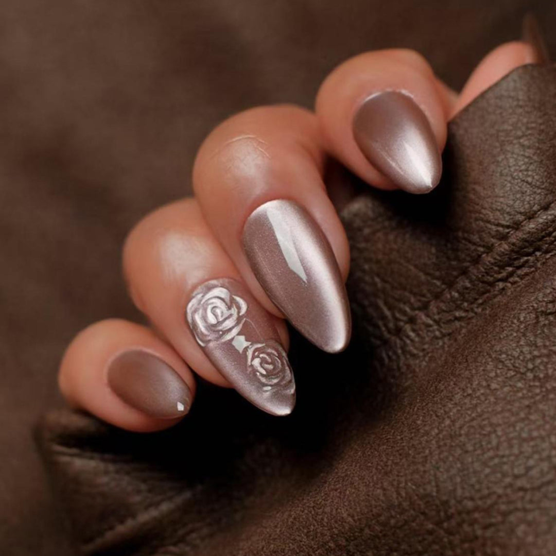 Artful rose nail art with shine Kalsten