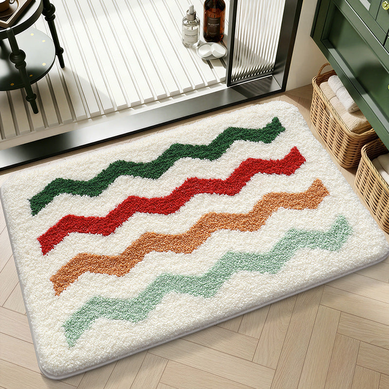 Plush Textured Zigzag Bath Mat Kalsten