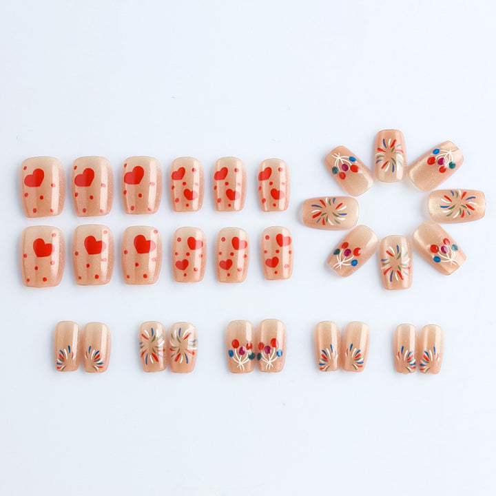 Creative Heart-Themed Press-On Nail Art Kalsten