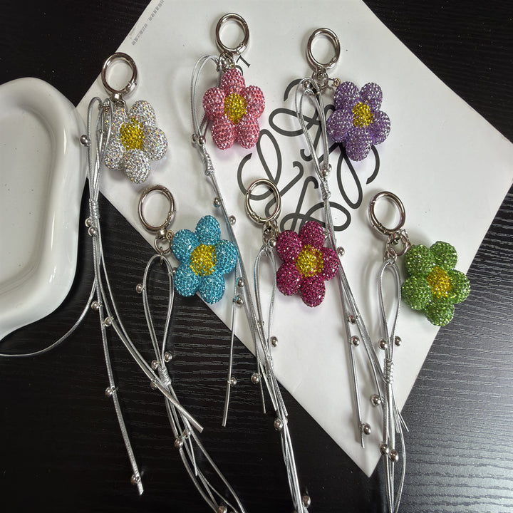 Rhinestone Flower Charm Keychain Kalsten
