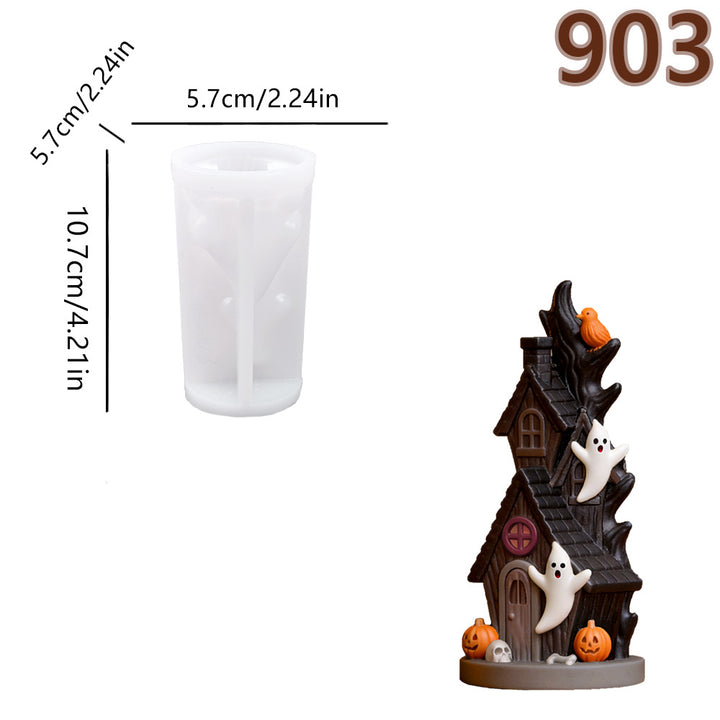 Silicone casting mold for detailed resin Halloween miniature house and figure molds