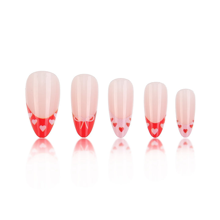 Heart-Themed French Tip Press-On Nails Kalsten