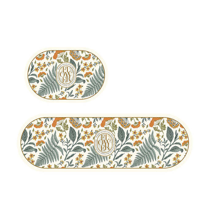 Floral Pattern Decorative Kitchen Mat