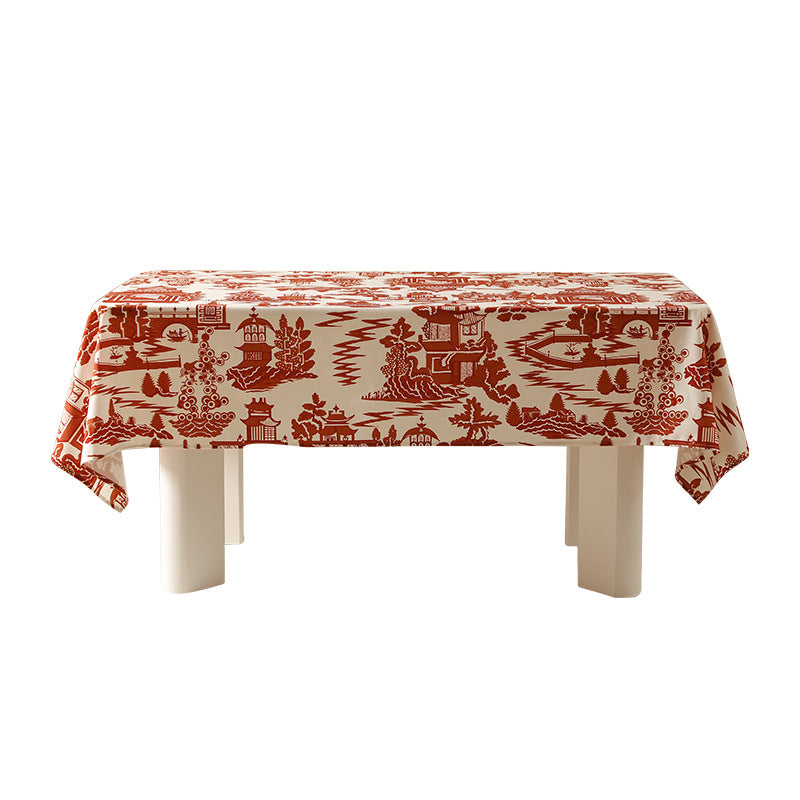Rectangular wipeable tablecloth in semicircle jacquard with easy-care coating Kalsten
