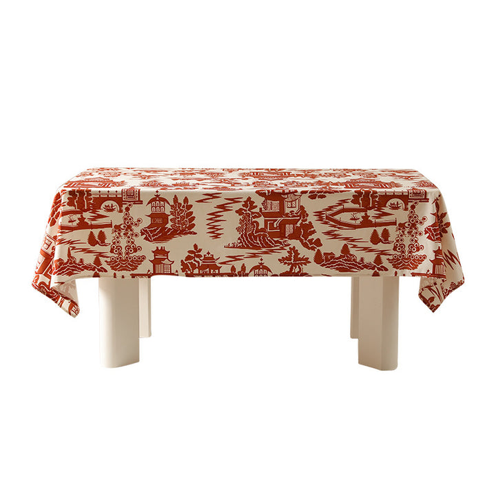 Rectangular wipeable tablecloth in semicircle jacquard with easy-care coating Kalsten