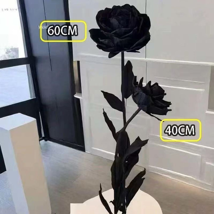 Artistic Decorative Black Rose Sculpture