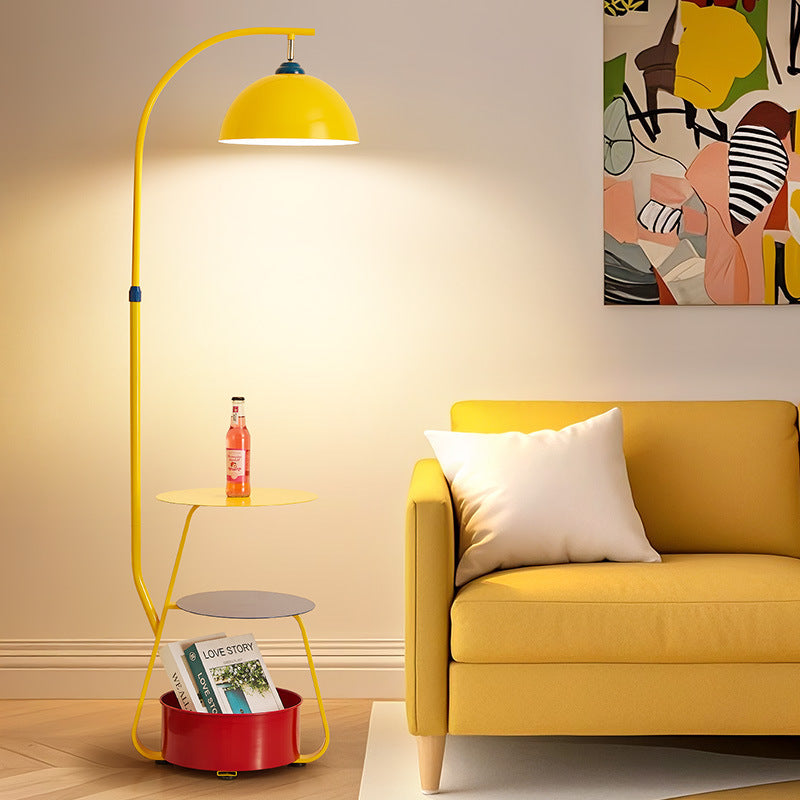 Artistic Arc Floor Lamp with Integrated Side Table