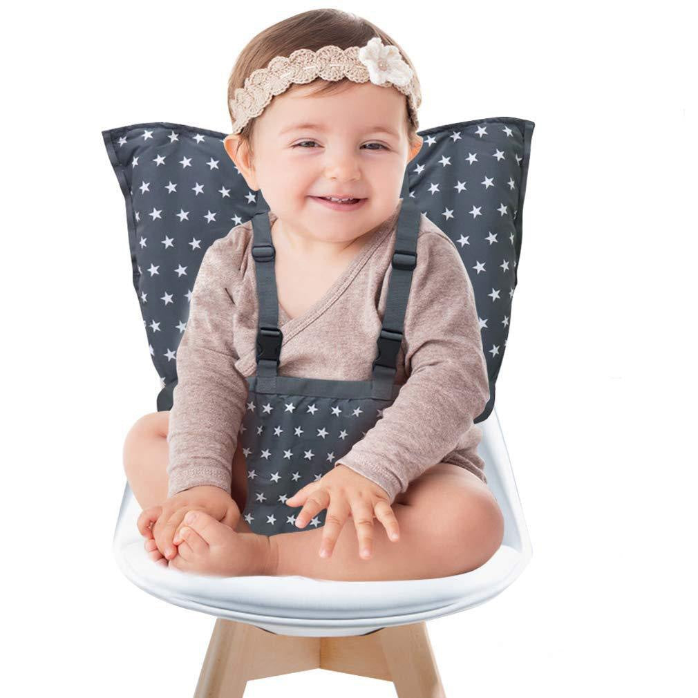 Padded Star-Print Infant High Chair Booster Seat Insert with Five-Point Safety Harness