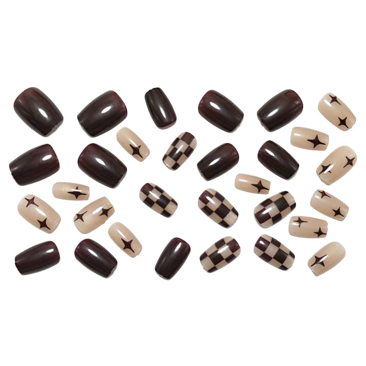 Artificial Nails in Elegant Checkered Pattern Kalsten
