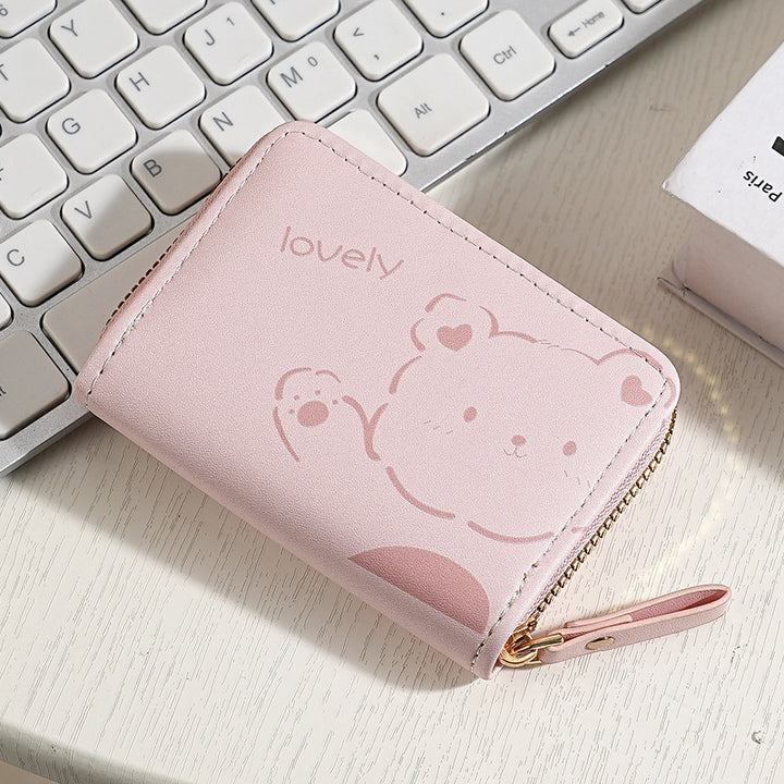 Playful Cartoon Pattern Zippered Wallet