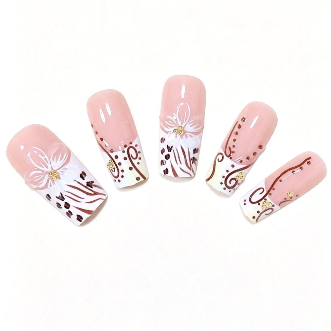 Elegant Floral Acrylic Nail Extensions Kalsten