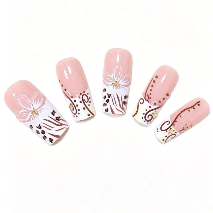 Elegant Floral Acrylic Nail Extensions Kalsten