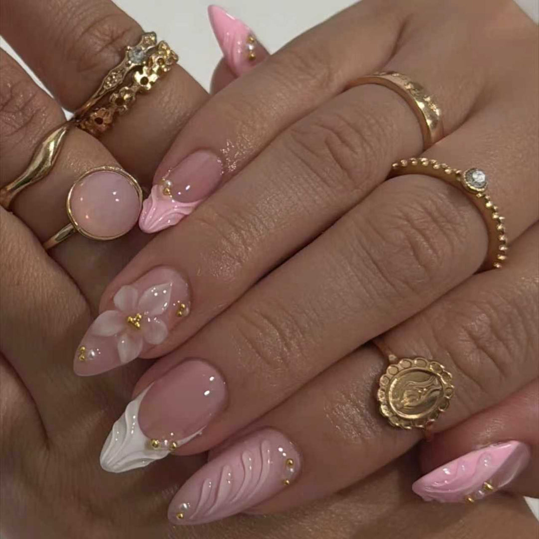 Floral Acrylic Press-On Nails Kalsten