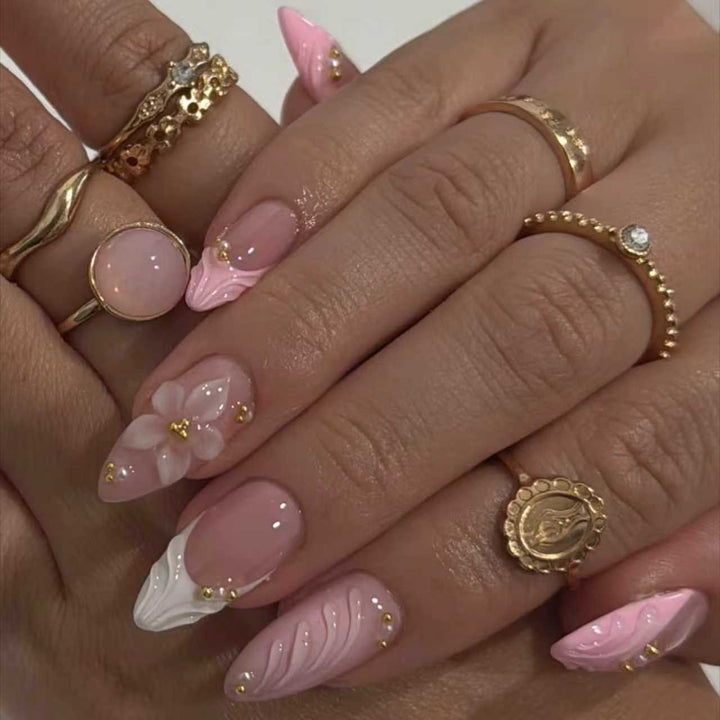 Floral Acrylic Press-On Nails Kalsten