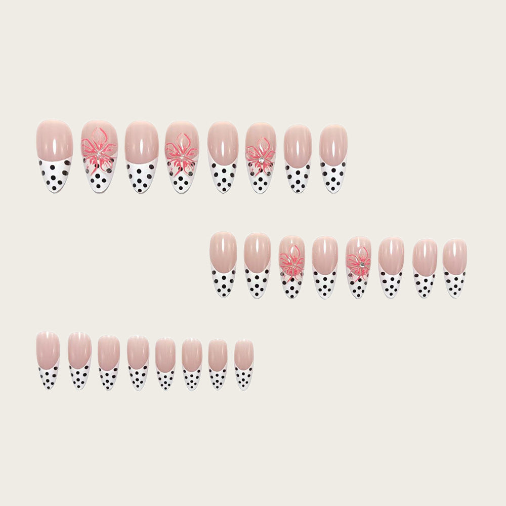 Artificial nails with elegant flower design and dots Kalsten