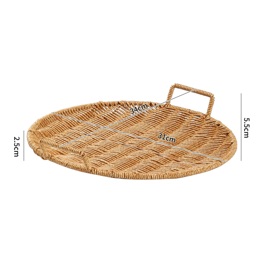 Handwoven Round Serving Tray with Ergonomic Handles Kalsten