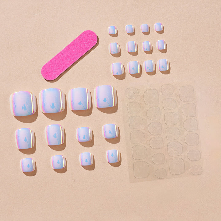 Artistic Press-On Nail Set with Iridescent Finish kalsten