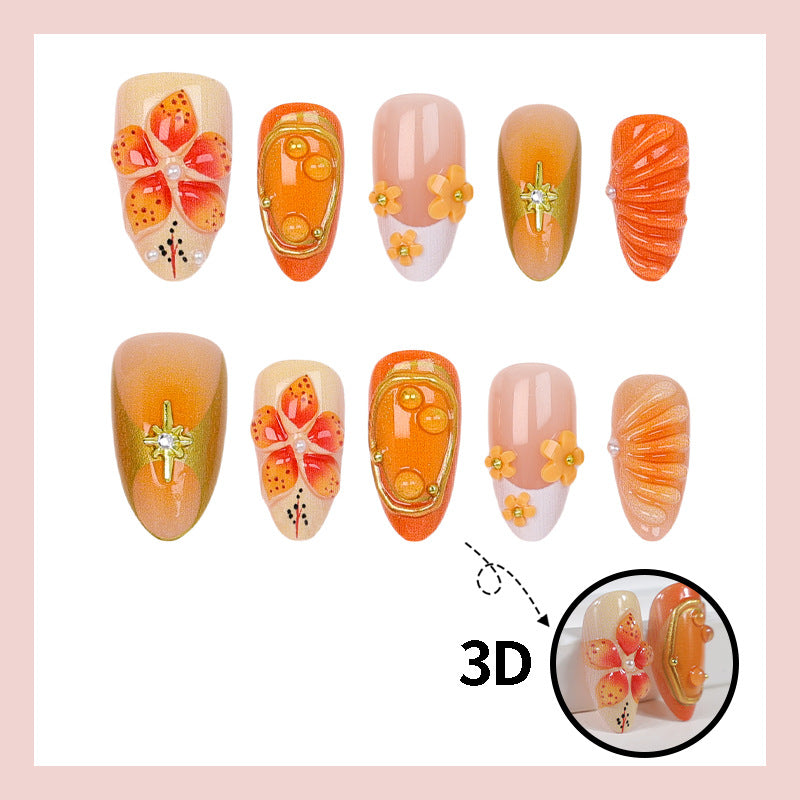 Acrylic nail set with cheerful flower and glitter details Kalsten