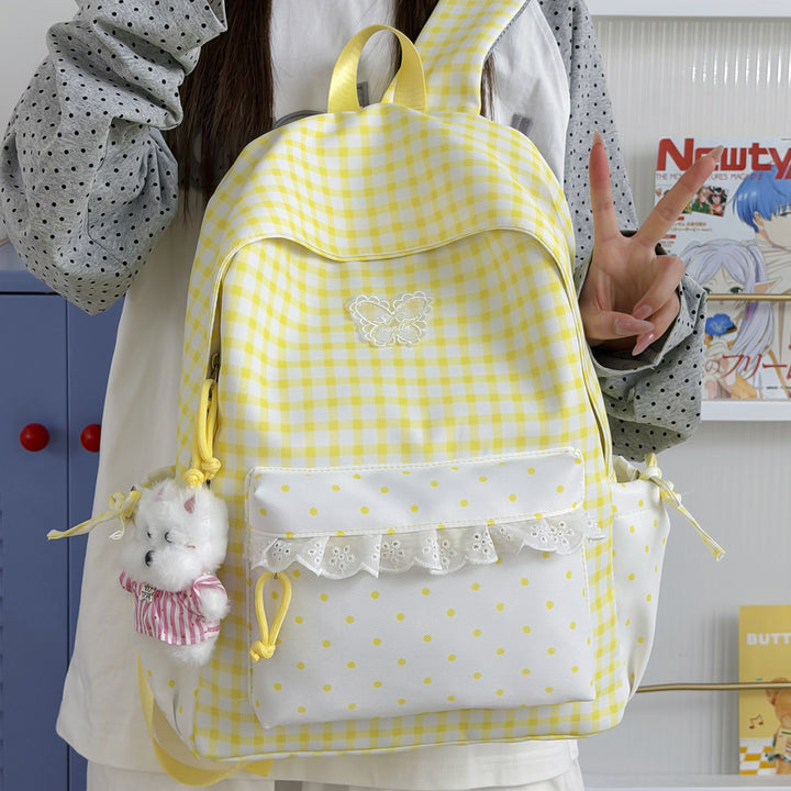 Fun Gingham Patterned Backpack Kalsten