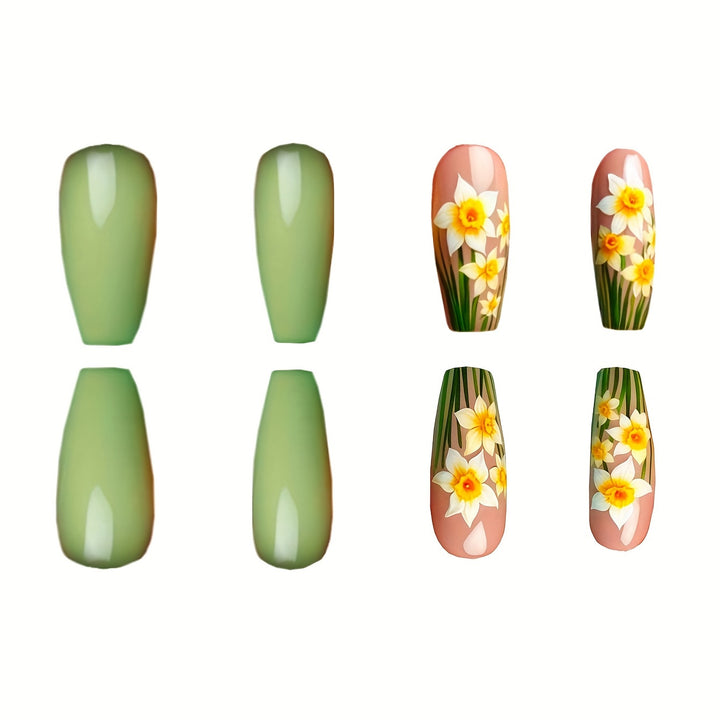 Floral Daffodil Press-On Nail Art Kalsten