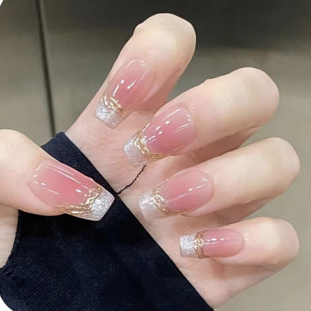 Elegant Acrylic Press-On Nails with Gold Accent Kalsten