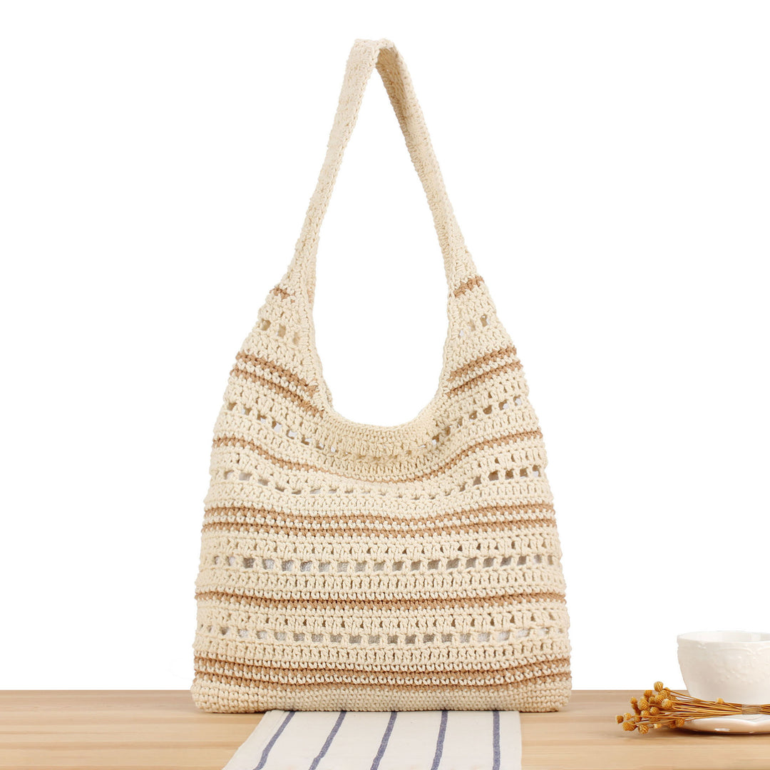Braided Macrame Shoulder Bag with Modern Stripes Kalsten