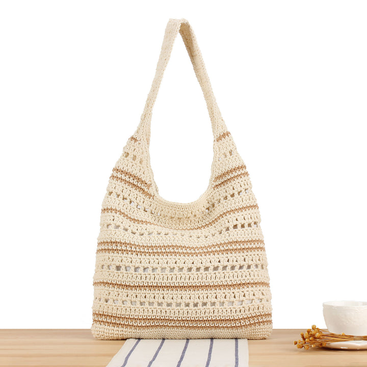 Hand-knotted shoulder bag with maritime stripe pattern Kalsten