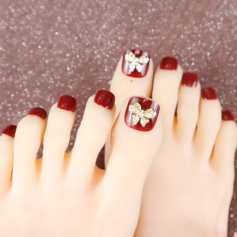 Decorative Rhinestone-Embellished Press-On Toenails