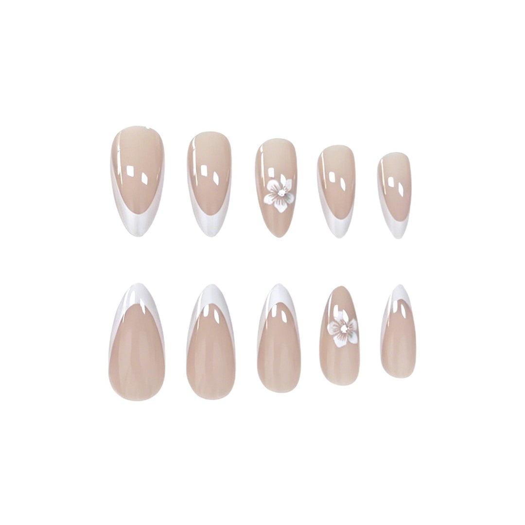 Elegant Floral French Tip Acrylic Nail Enhancements Kalsten