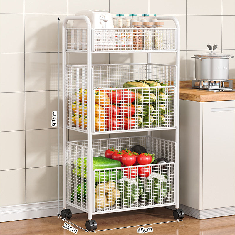 Rolling Kitchen Storage Organizer with Adjustable Mesh Baskets Kalsten